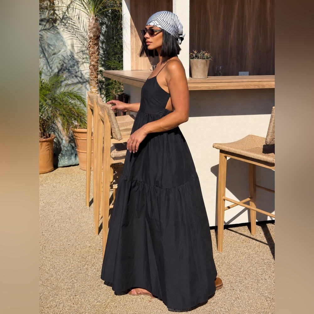 Commense Solid Backless Long Dress
